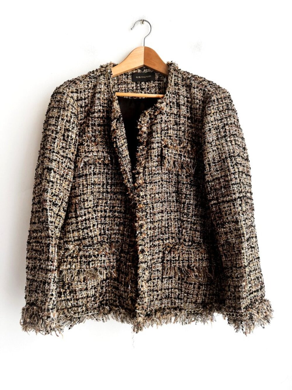 Kobi Halperin Brown Black Tweed Blazer XL - Picture 2 of 9